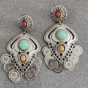 Indian Style Statement Earrings Large Lightweight EUC
